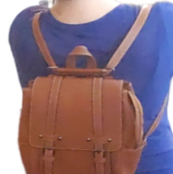 Cognac Brown Crossbody Backpack - Picture 7 of 12